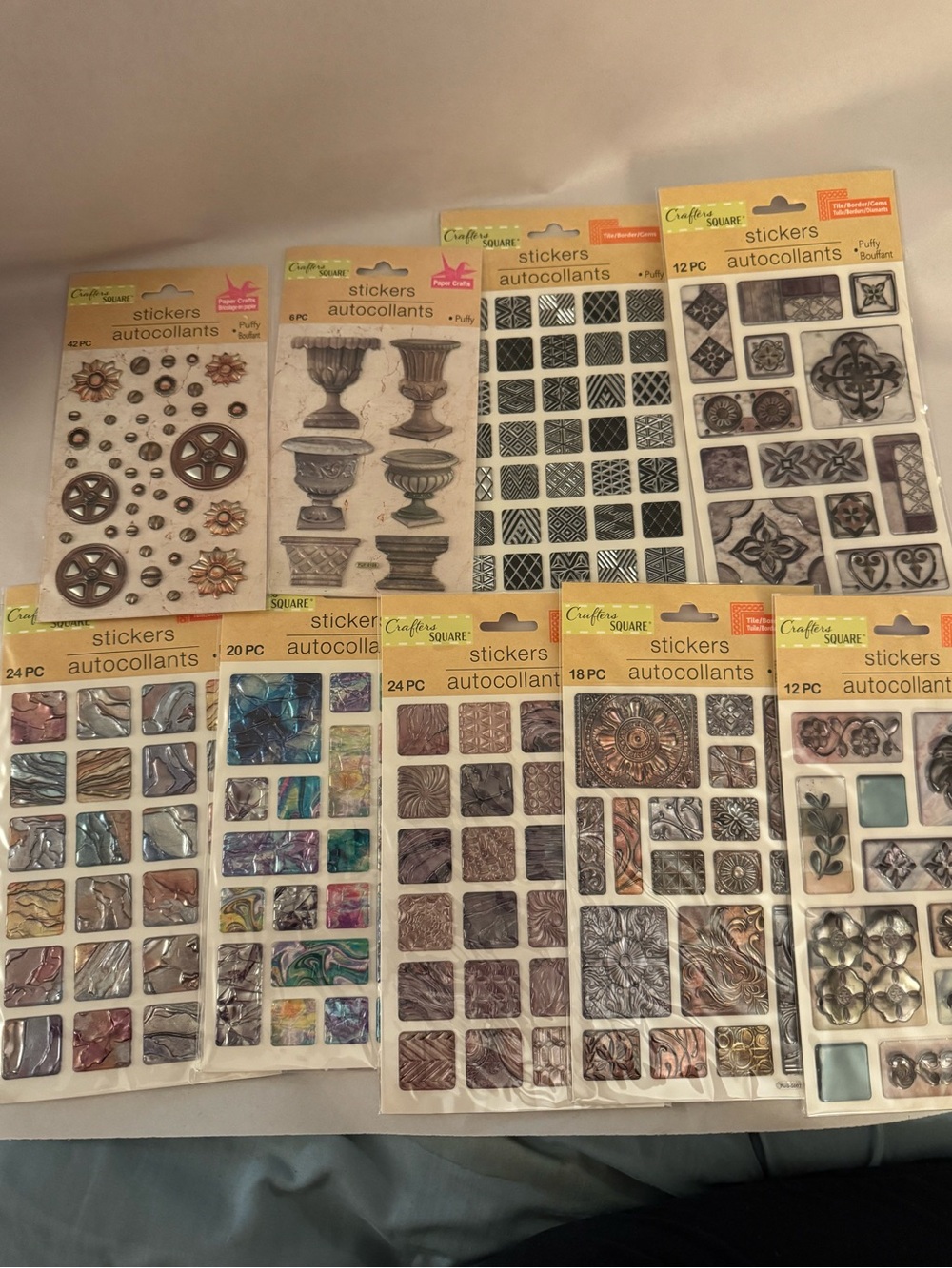 NIP Mixed Lot 9 Crafters Square assorted themes Scrapbook Puffy Stickers